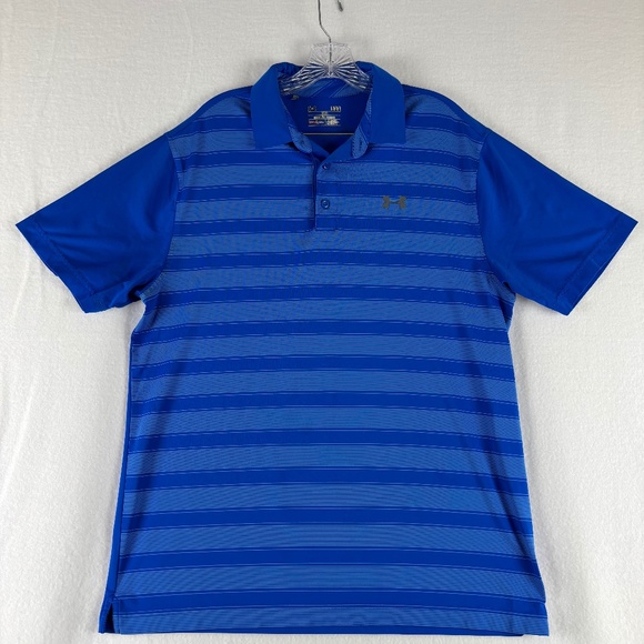 Under Armour Other - Under Armour, Blue Stripes, Loose, Heat Gear, Polo Short Sleeve, Shirt Size L